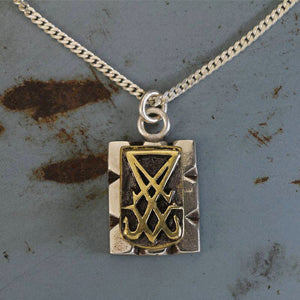 Seal of Satan Pendant Necklace sterling silver 925 Mexican Baphomet Pentagram Sigil Lucifer