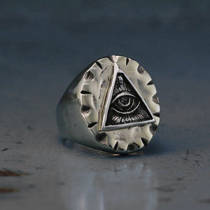 Mexican Biker illuminati Ring sterling silver 925 freemason triangle Vintage handmade