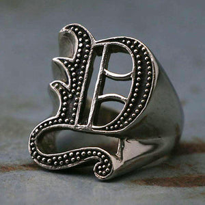 Y alphabet Biker Ring gothic sterling silver 925 Old english A-Z Initial Letters GIFT Monogram NAME