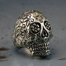 Mexican Biker Skull sugar Rings sterling silver Huge motorcycle Gothic Cross