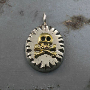 Vintage Mexican crossbones pirate Pendant Necklace sterling silver 925 Biker
