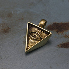illuminati Pendant Necklace sterling silver 925 brass Biker freemason triangle masonic