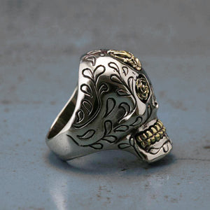 Mexican Skull sugar Biker Rings sterling silver Praying Hand cross  god Gothic