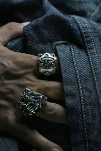 Cross Biker Ring gothic sterling silver 925 men Christ Jesus CELTIC Vintage