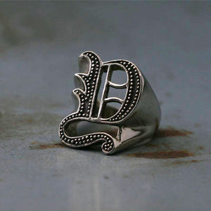 Y alphabet Biker Ring gothic sterling silver 925 Old english A-Z Initial Letters GIFT Monogram NAME