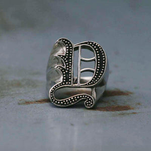 Y alphabet Biker Ring gothic sterling silver 925 Old english A-Z Initial Letters GIFT Monogram NAME