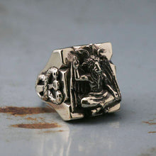 Baphomet biker Ring sterling silver Seal of Satan Pentagram Sigil Illuminati Goat