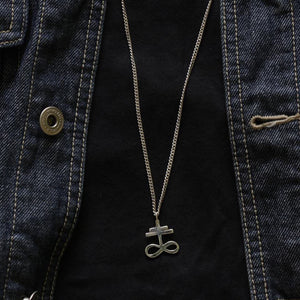 Leviathan Pendant Necklace sterling silver 925 cross Satan Baphomet Pentagram Church