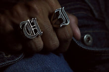 U alphabet Biker Ring gothic sterling silver 925 Old english A-Z Initial Letters GIFT Monogram NAME