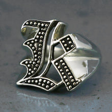 K alphabet Biker Ring gothic sterling silver 925 Old english A-Z Initial Letters GIFT Monogram NAME