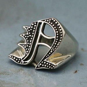 N alphabet Biker Ring gothic sterling silver 925 Old english A-Z Initial Letters GIFT Monogram NAME