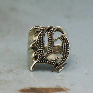 H alphabet Biker Ring gothic sterling silver 925 Old english A-Z Initial Letters GIFT Monogram NAME