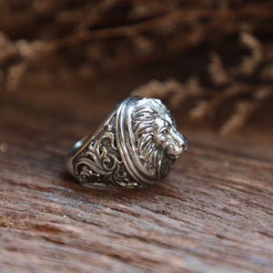Gothic lion Leo biker for men sterling silver ring 925 gothic zodiac chopper animals