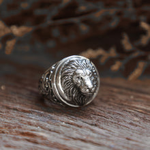 Gothic lion Leo biker for men sterling silver ring 925 gothic zodiac chopper animals