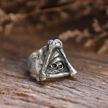 skull illuminati bone for men sterling silver ring 925 biker gothic boho freemason