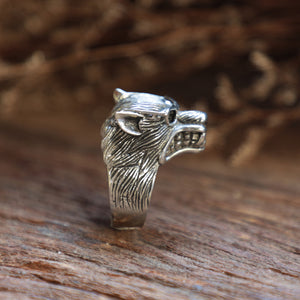 wolf odin glasses viking for men sterling silver ring 925 biker skull gothic fox boho