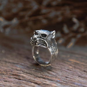 wolf odin glasses viking for men sterling silver ring 925 biker skull gothic fox boho