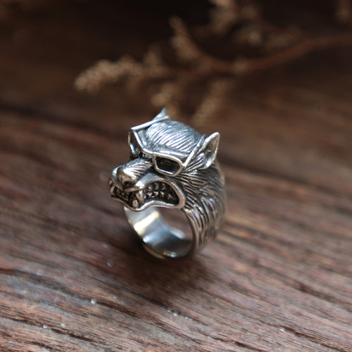 wolf odin glasses viking for men sterling silver ring 925 biker skull gothic fox boho