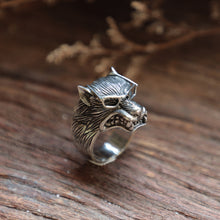 wolf odin glasses viking for men sterling silver ring 925 biker skull gothic fox boho