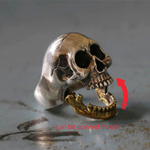 Skull Biker Ring brass sterling silver open mouth bone rock motorcycle sugar