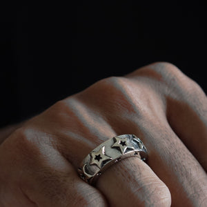 western star ring men sterling silver 925 cowboy biker celtic viking Skull bands