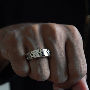 western star ring men sterling silver 925 cowboy biker celtic viking Skull bands