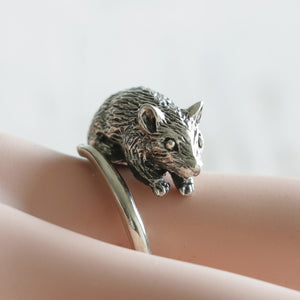 Little Mouse rat sterling silver ring cute animal woman girl gift Boho Jewelry