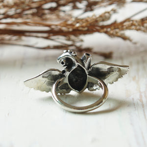 Human Heart Angel Wings for women made of sterling silver ring 925 boho style