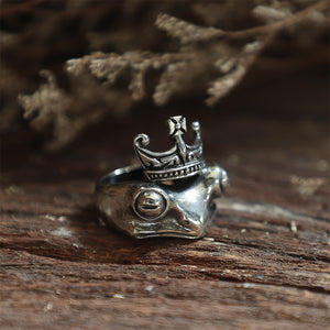 Frog prince sterling silver ring biker celtic punk viking animal bohemian man