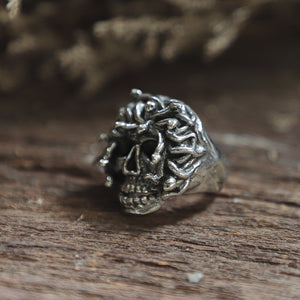 skull Medusa Snake Hair gorgon man sterling silver ring 925 biker gothic viking