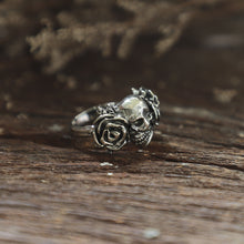 skull flower rose biker sterling silver ring boho viking vintage gothic bands