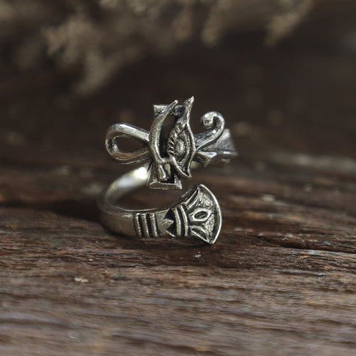 Egyptian Ankh for men sterling silver ring Anubis biker Vintage biker gothic boho