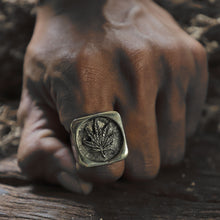 marijuana square for men sterling silver ring 925 Reggae rastafari biker rasta lion