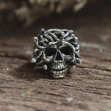 skull Medusa Snake Hair gorgon man sterling silver ring 925 biker gothic viking
