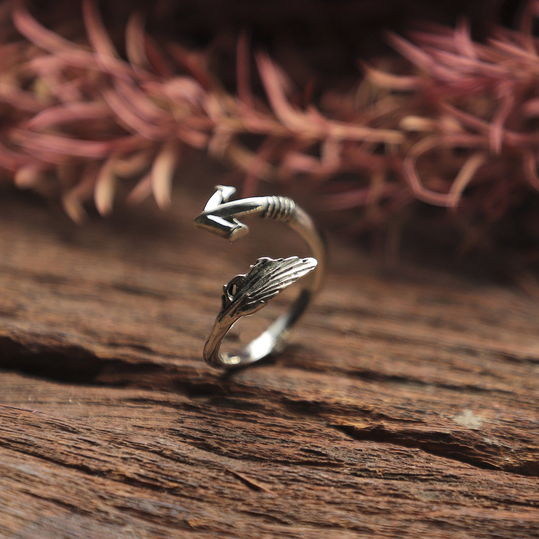feather arrow ring for women made of sterling silver 925 boho style