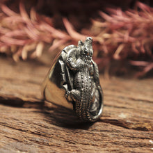 crocodile ring sterling silver 925 nautical animal jewelry gothic Bohemian biker