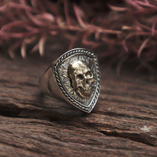 Gothic skull shield biker sterling silver Ring 925 for men viking celtic punk Royal