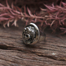 Jaguar Warrior Skull circle silver Ring Gothic historical aztec lion Leo biker