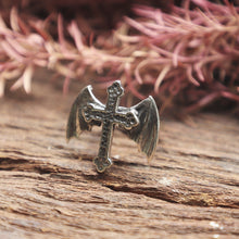 Cross gothic Bat wing ring made of sterling silver 925 for men Vintage style