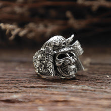 Samurai Hannya Mask Skull for men made of sterling silver ring 925 Japanese style