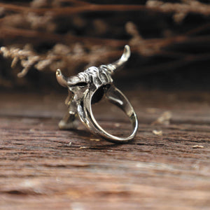 buffalo Skull made of sterling silver Ring 925 for women Bohemian style