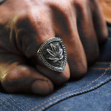 marijuana ring made of sterling silver 925 for men Reggae style