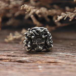 Cat Medusa Snake Hair made of sterling silver ring 925 for women biker gothic viking