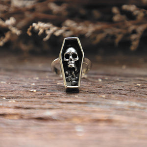 coffin skull sterling silver ring 925 for men made gothic style
