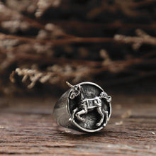 carousel horse ring for men made of sterling silver 925 Minimal style