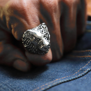 Gothic tiger sterling silver ring 925 for men biker style