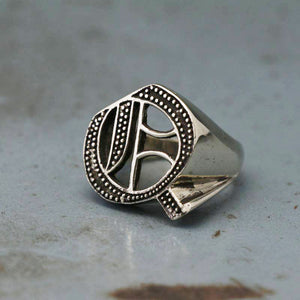 Q alphabet Biker Ring gothic sterling silver 925 Old english A-Z Initial Letters GIFT Monogram NAME
