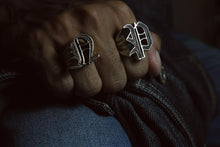 P alphabet Biker Ring gothic sterling silver 925 Old english A-Z Initial Letters GIFT Monogram NAME