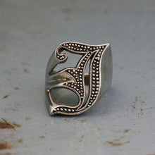 J alphabet Biker Ring gothic sterling silver 925 Old english A-Z Initial Letters GIFT Monogram NAME