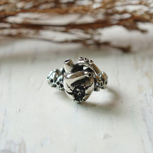 Human Heart and skull for unisex made of sterling silver Ring 925 love style